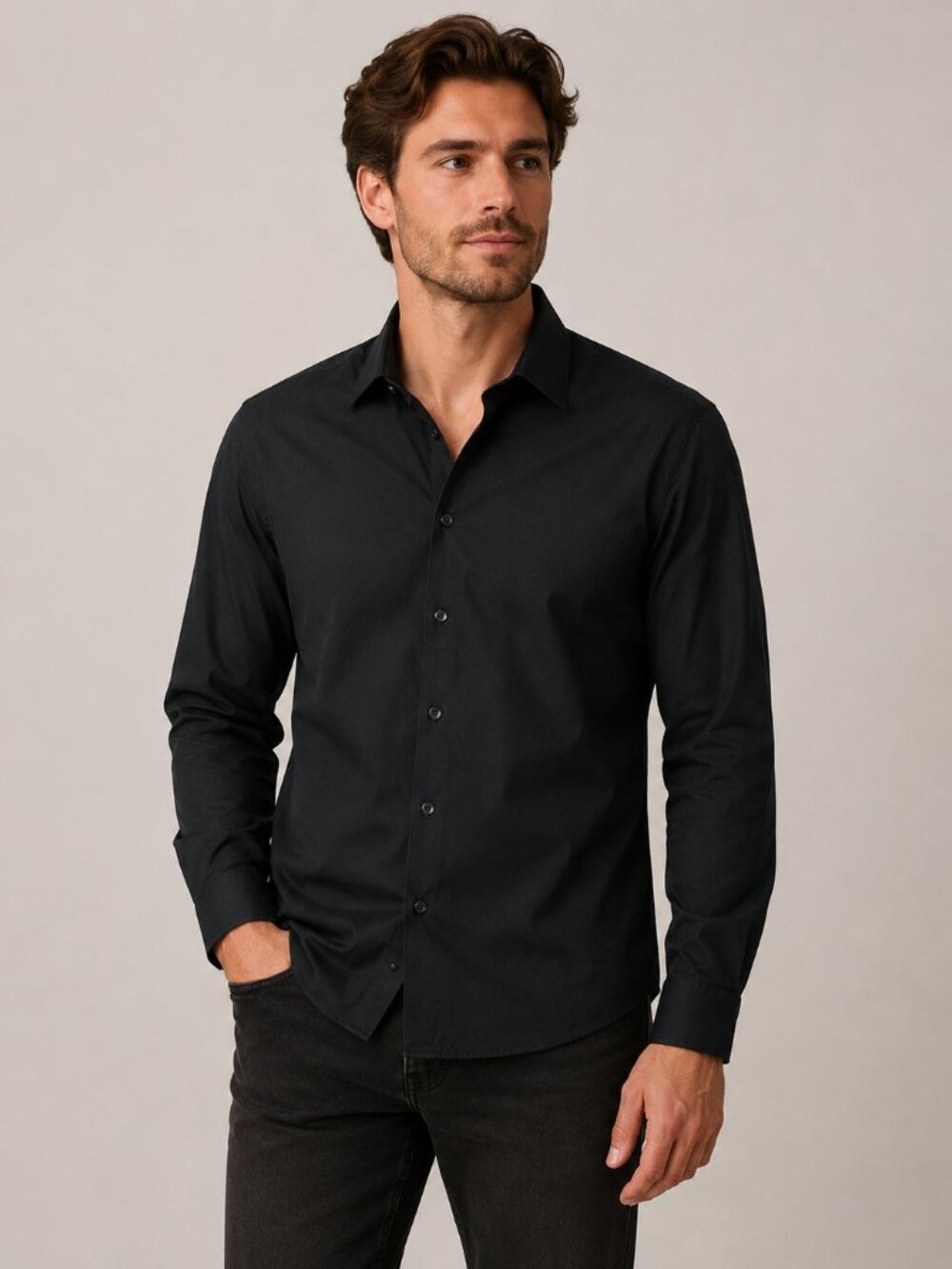Calvin Klein Black Pima Cotton Regular Fit Dress Shirt Men’s 16.5 34/35 Large